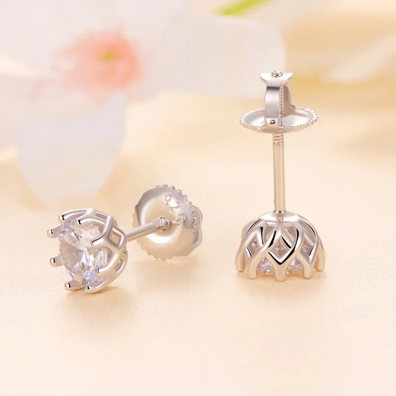 (image for) Pandora Style Exquisite Moissanite Studs Earrings(Two Certificates) - MSE016-S - View 3