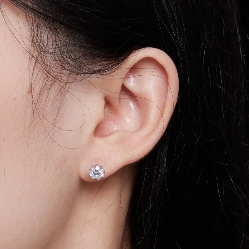 (image for) Pandora Style Exquisite Moissanite Studs Earrings(Two Certificates) - MSE016-S - View 6