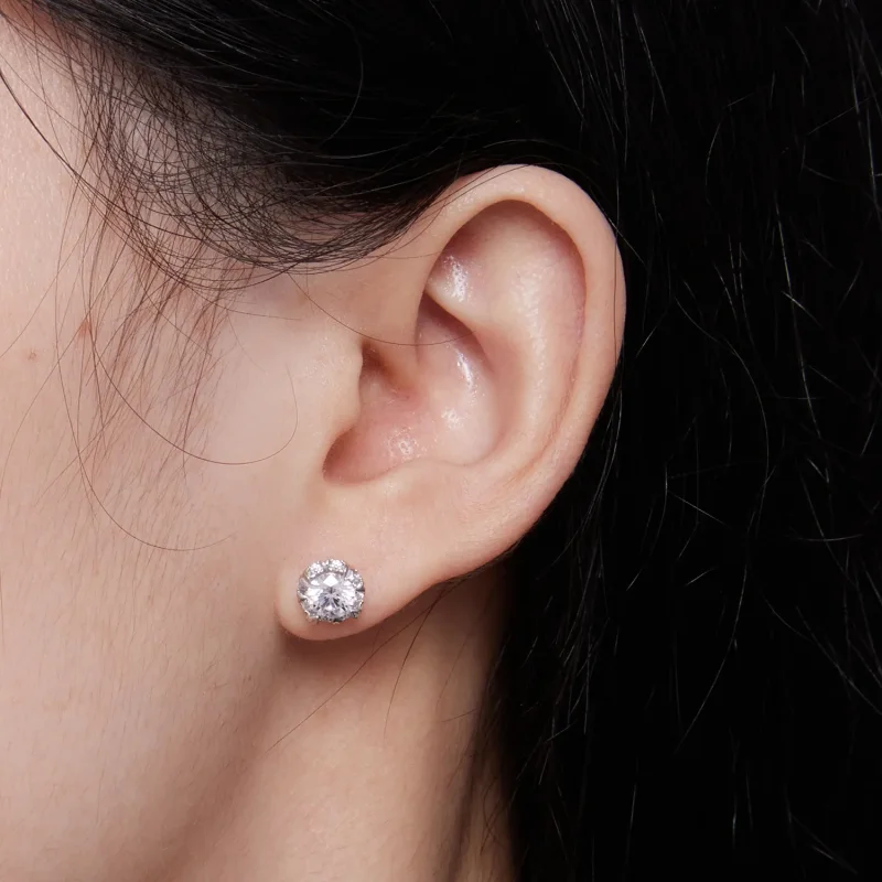 (image for) Pandora Style Exquisite Moissanite Studs Earrings(Two Certificates) - MSE017 - View 5