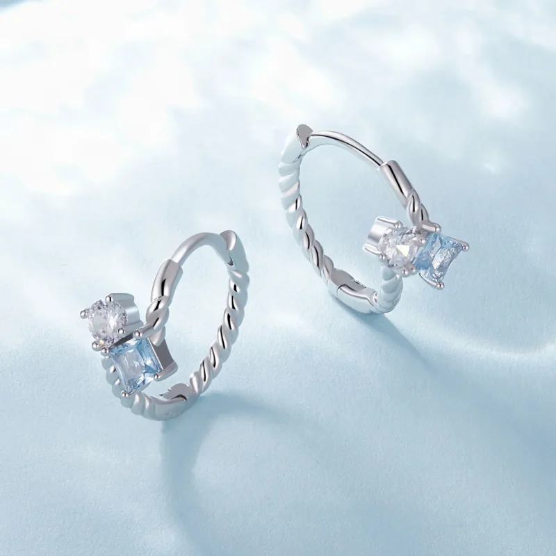 (image for) Pandora Style Exquisite Stone-Encrusted Hoop Earrings - SCE1587 - View 3