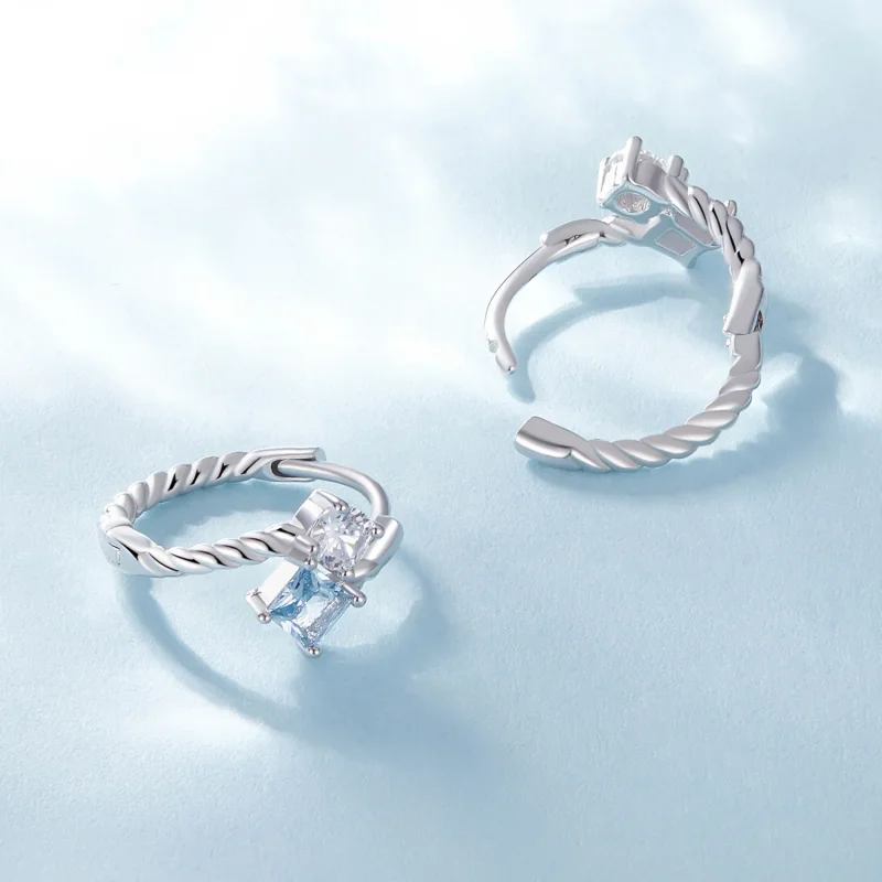(image for) Pandora Style Exquisite Stone-Encrusted Hoop Earrings - SCE1587 - View 4