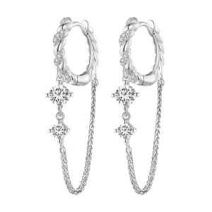 Pandora Style Exquisite Tassel Hoop Earrings - BSE822 (image for) Pandora Style Exquisite Tassel Hoop Earrings - BSE822