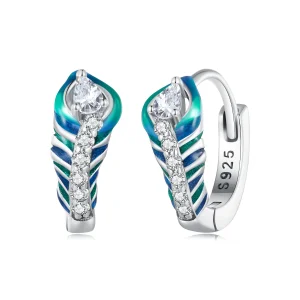 Pandora Style Feather Hoop Earrings - BSE882 (image for) Pandora Style Feather Hoop Earrings - BSE882