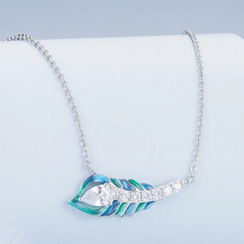 (image for) Pandora Style Feather Necklace - BSN346 - View 2