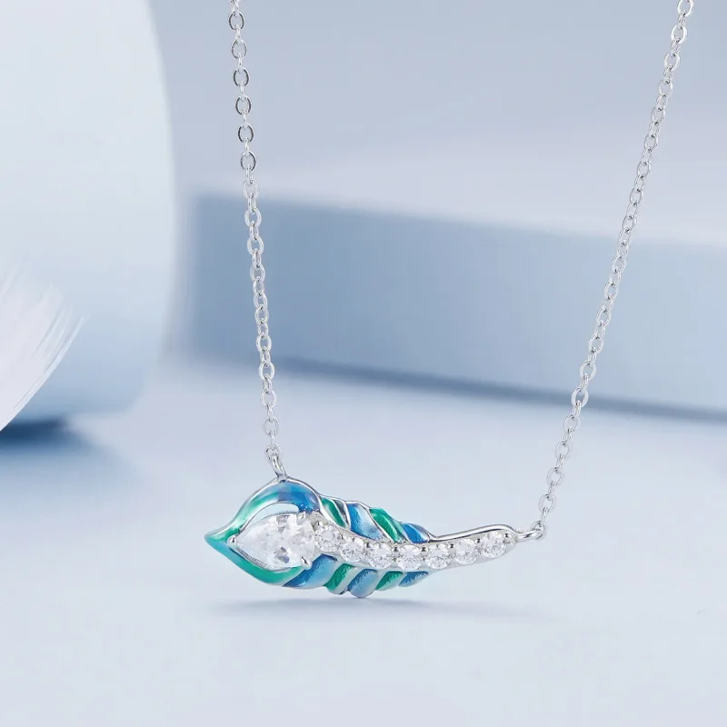 (image for) Pandora Style Feather Necklace - BSN346 - View 3