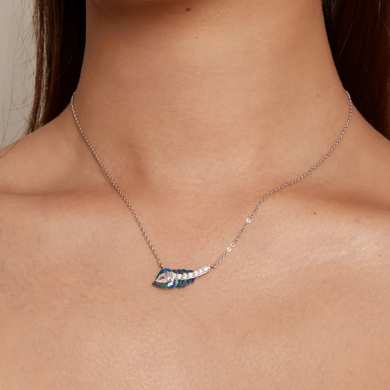 (image for) Pandora Style Feather Necklace - BSN346 - View 5
