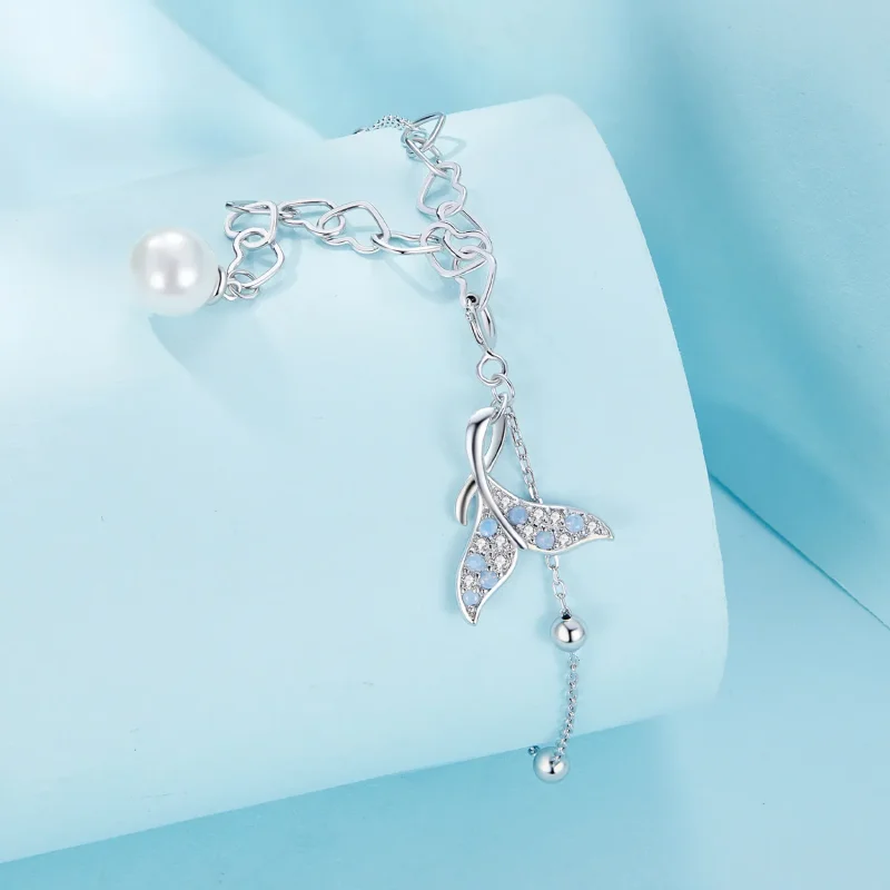 (image for) Pandora Style Fishtail Shell Beads Chain Bracelet - SCB257 - View 3