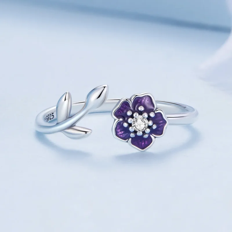 (image for) Pandora Style Flower Open Ring - BSR394 - View 3