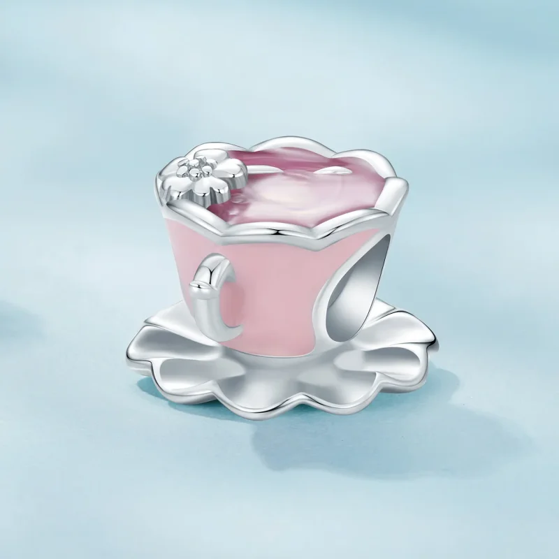 (image for) Pandora Style Flower Tea Cup Charm - SCC2563 - View 2
