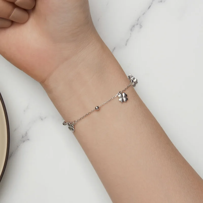 (image for) Pandora Style Four Leaf Clover Chain Bracelet - BSB139 - View 7