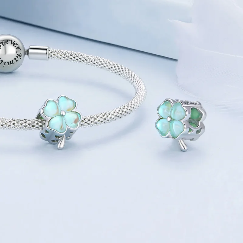 (image for) Pandora Style Four Leaf Clover Charm - BSC733-GN - View 4