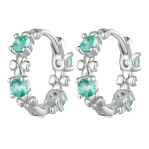 Pandora Style Four Leaf Clover Hoop Earrings - BSE826 (image for) Pandora Style Four Leaf Clover Hoop Earrings - BSE826