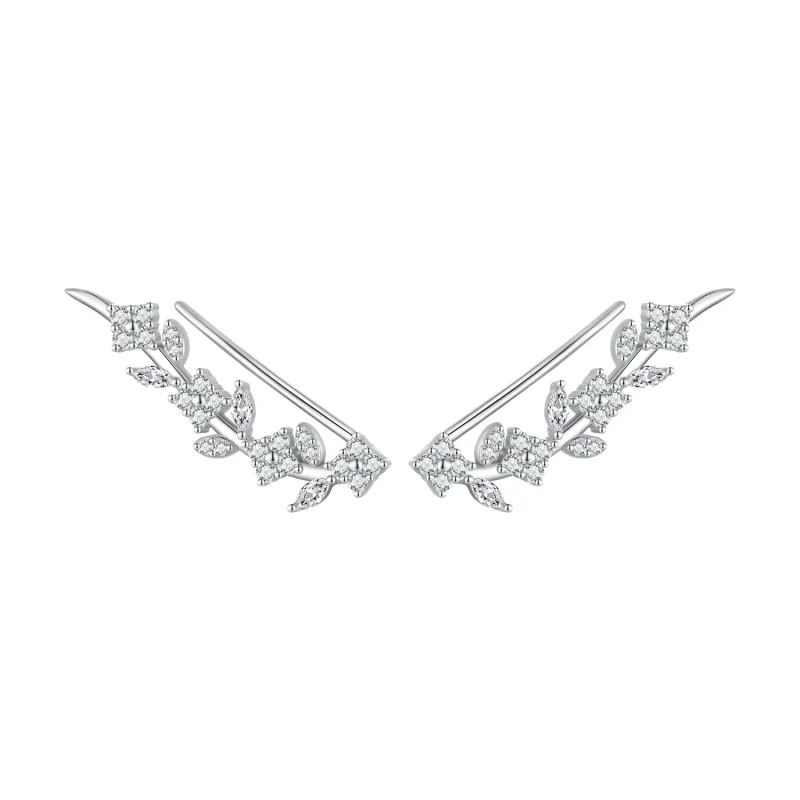 (image for) Pandora Style Four Leaf Clover Long Stud Earrings - BSE819
