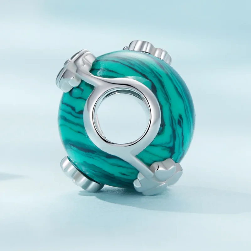 (image for) Pandora Style Four Leaf Clover Malachite Charm - SCC2489 - View 3