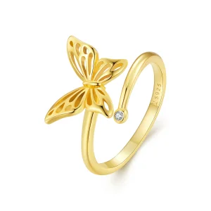 Pandora Style Golden Butterfly Dream Ring - SCR448-B (image for) Pandora Style Golden Butterfly Dream Ring - SCR448-B