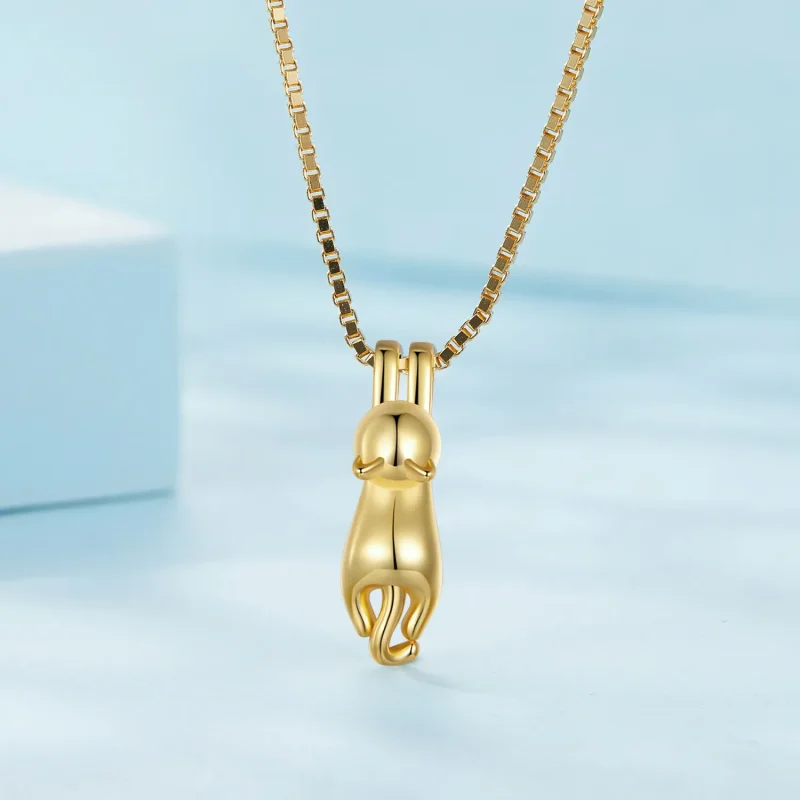 (image for) Pandora Style Golden Kitten Necklace - SCN032-B - View 2