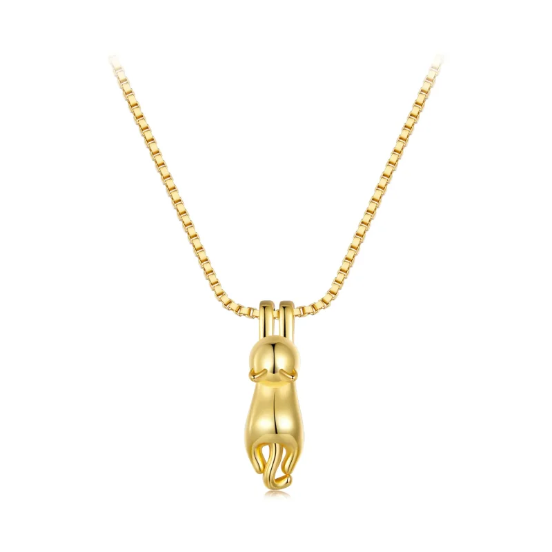 (image for) Pandora Style Golden Kitten Necklace - SCN032-B