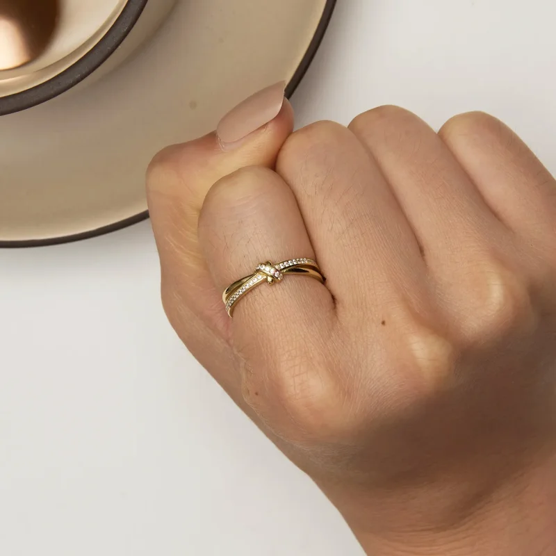 (image for) Pandora Style Golden Knot Ring - SCR896-B - View 6