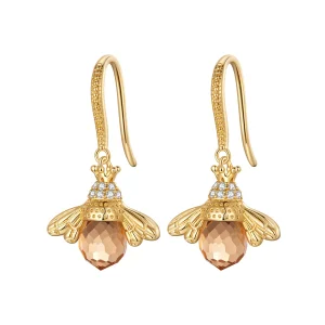 Pandora Style Golden Little Bee Dangle Earrings - SCE149-B (image for) Pandora Style Golden Little Bee Dangle Earrings - SCE149-B