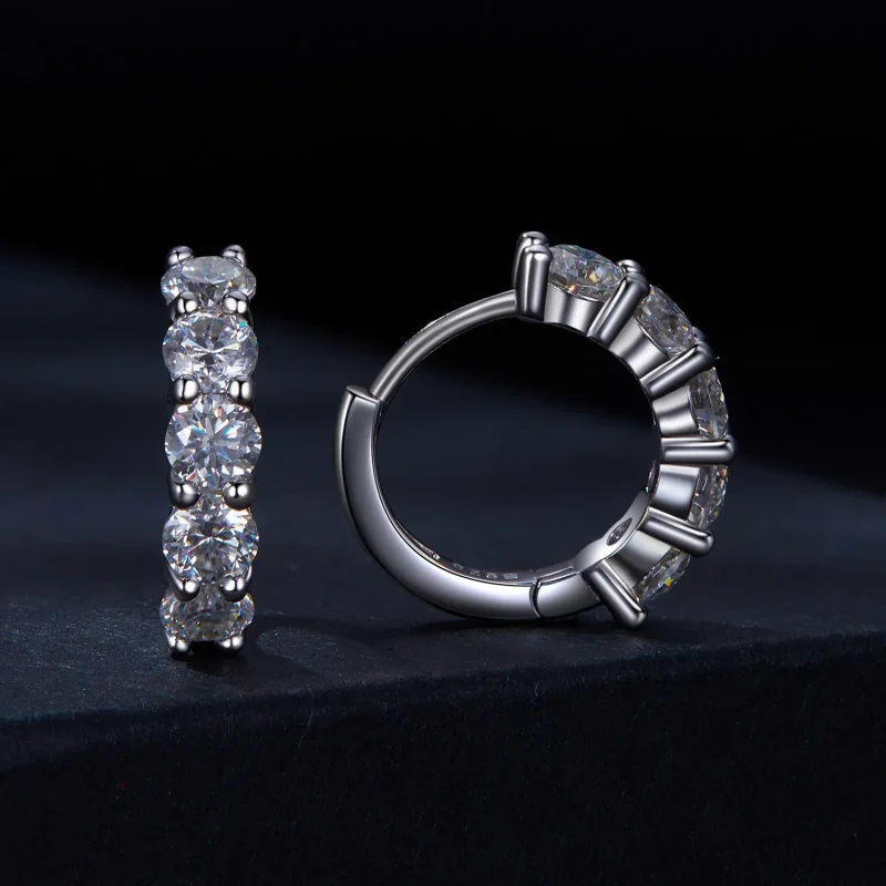 (image for) Pandora Style Half Hoop Moissanite Diamond Hoop Earrings - MSE033 - View 2