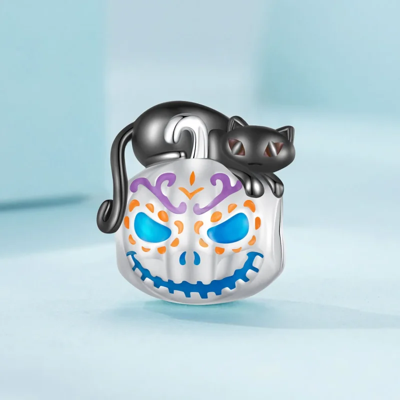 (image for) Pandora Style Halloween Jack-O-Lantern Charm - SCC2626 - View 2