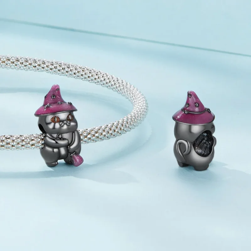 (image for) Pandora Style Halloween Witch Cat Charm - SCC2625 - View 4