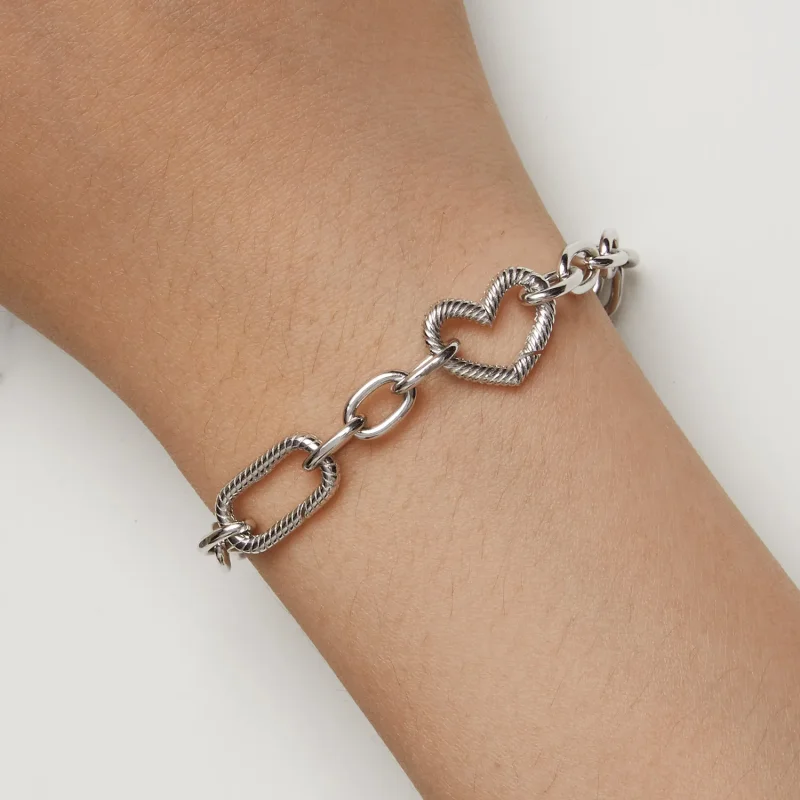 (image for) Pandora Style Heart Chain Bracelet - SCB258 - View 7