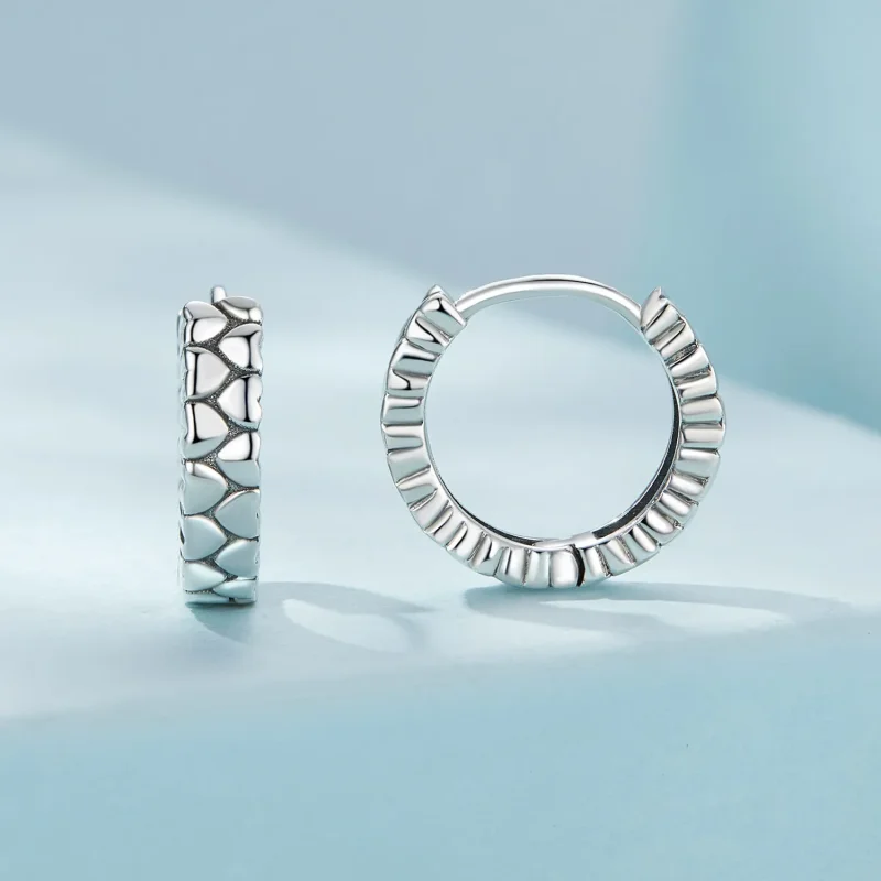 (image for) Pandora Style Heart Heart Hoop Earrings - SCE1653 - View 2