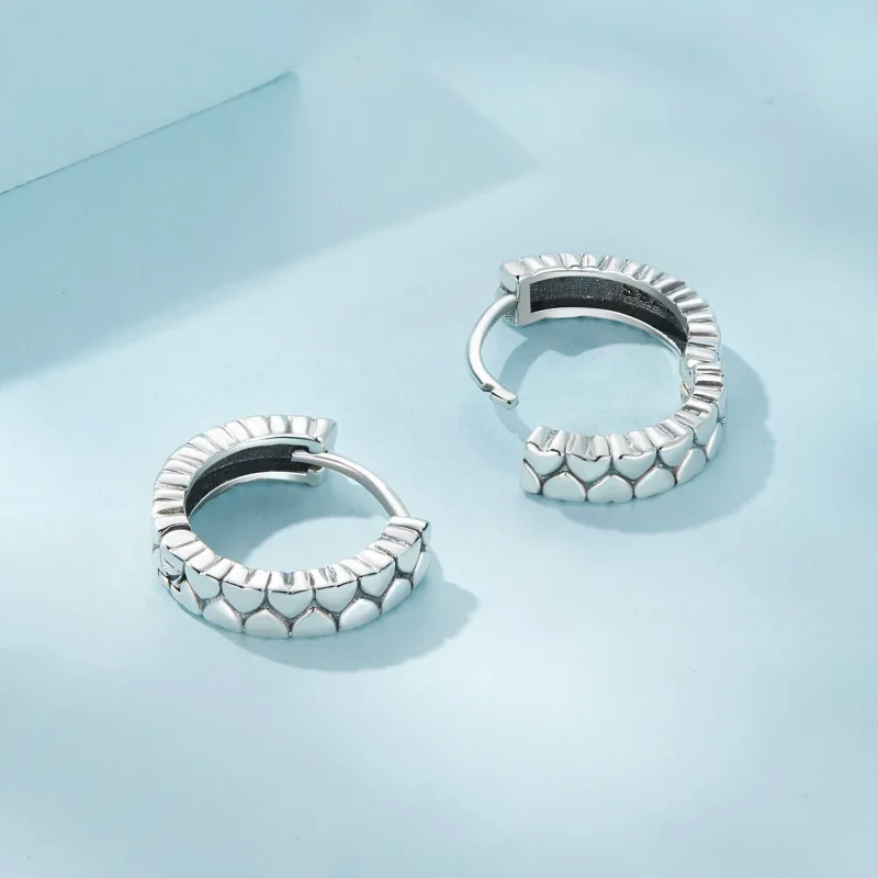 (image for) Pandora Style Heart Heart Hoop Earrings - SCE1653 - View 4