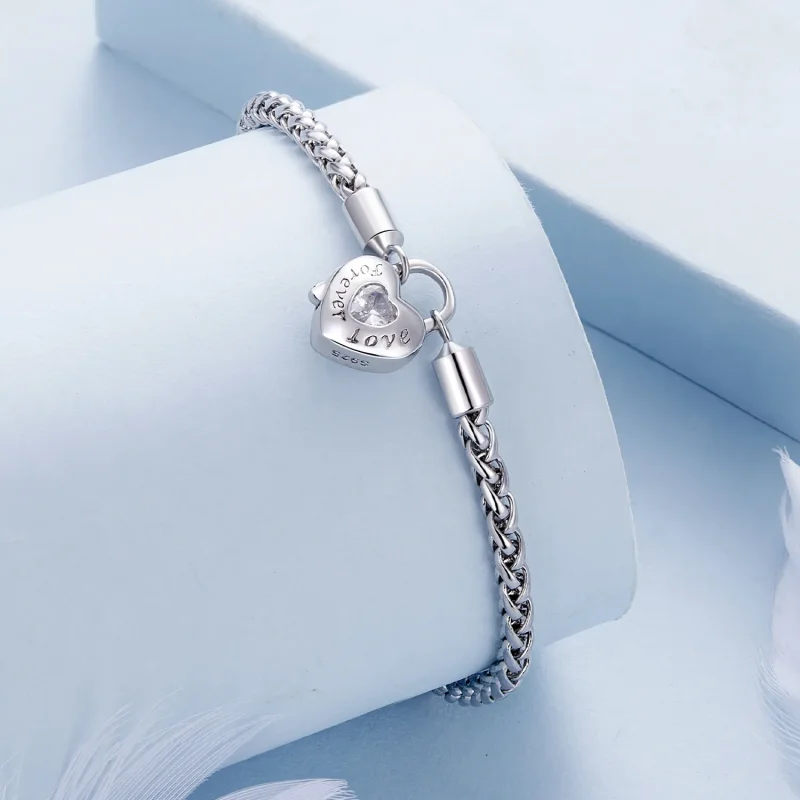 (image for) Pandora Style Heart Lock Basic Chain Bracelet - BSB147 - View 2