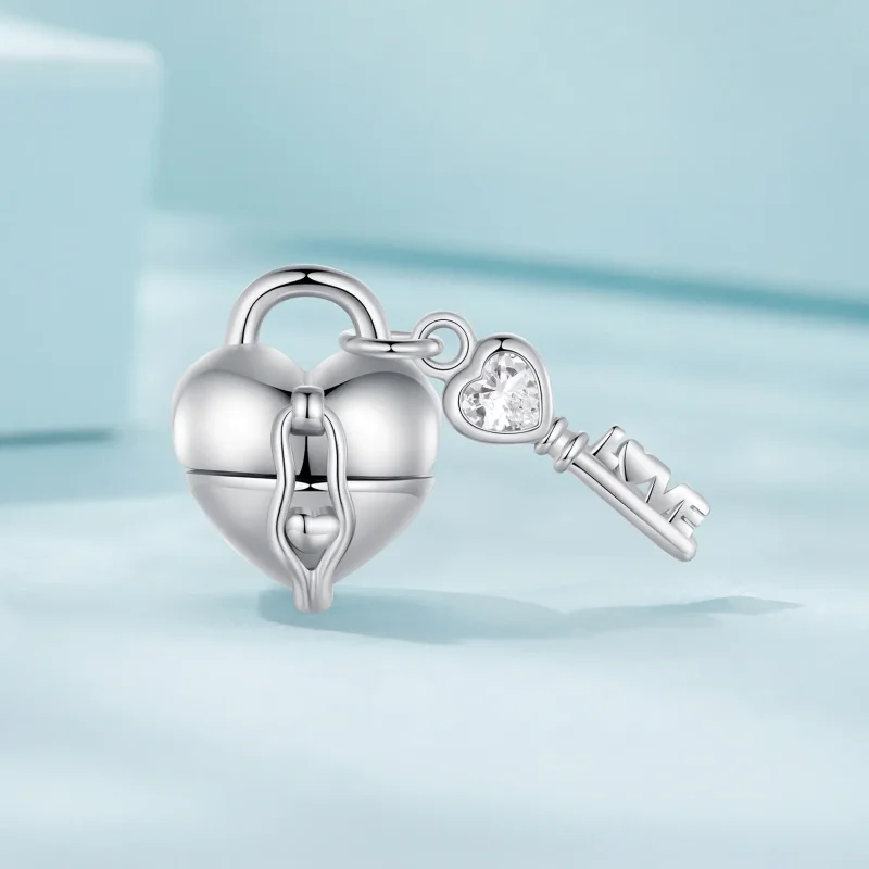 (image for) Pandora Style Heart Lock Key Charm - SCC2580 - View 2