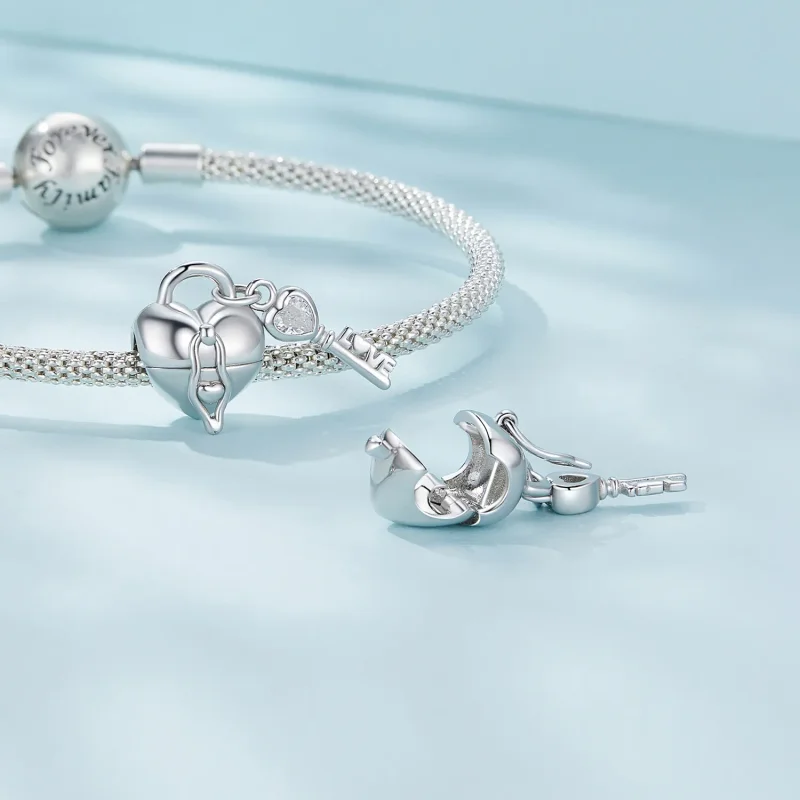 (image for) Pandora Style Heart Lock Key Charm - SCC2580 - View 4