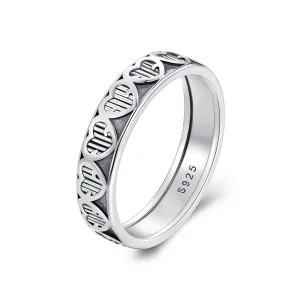 (image for) Pandora Style Heart Shape Embossed Ring - SCR964