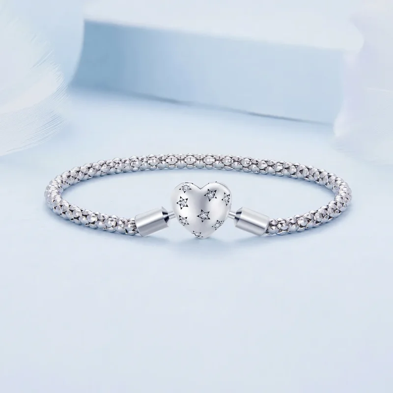 (image for) Pandora Style Heart Shaped Basic Chain Bracelet - BSB135 - View 2