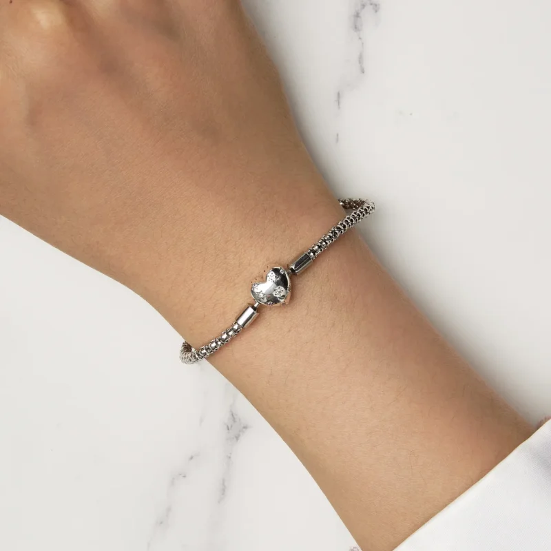 (image for) Pandora Style Heart Shaped Basic Chain Bracelet - BSB135 - View 5