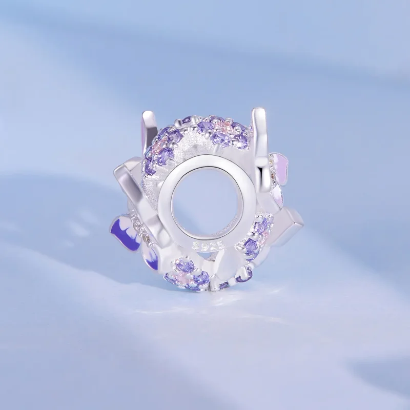 (image for) Pandora Style Heart Shaped Butterfly Charm - SCC2464 - View 3