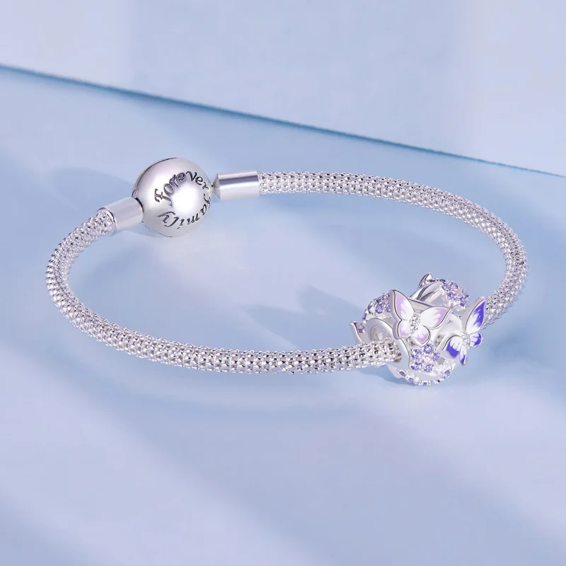 (image for) Pandora Style Heart Shaped Butterfly Charm - SCC2464 - View 5