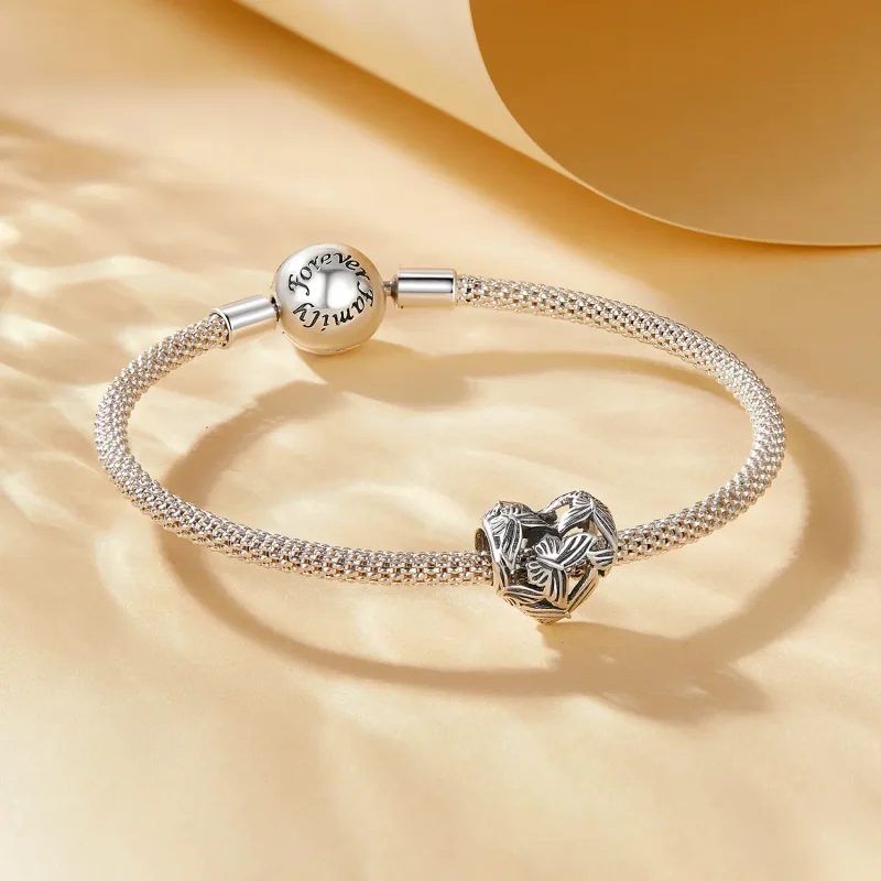 (image for) Pandora Style Heart Shaped Butterfly Charm - SCC2576 - View 5