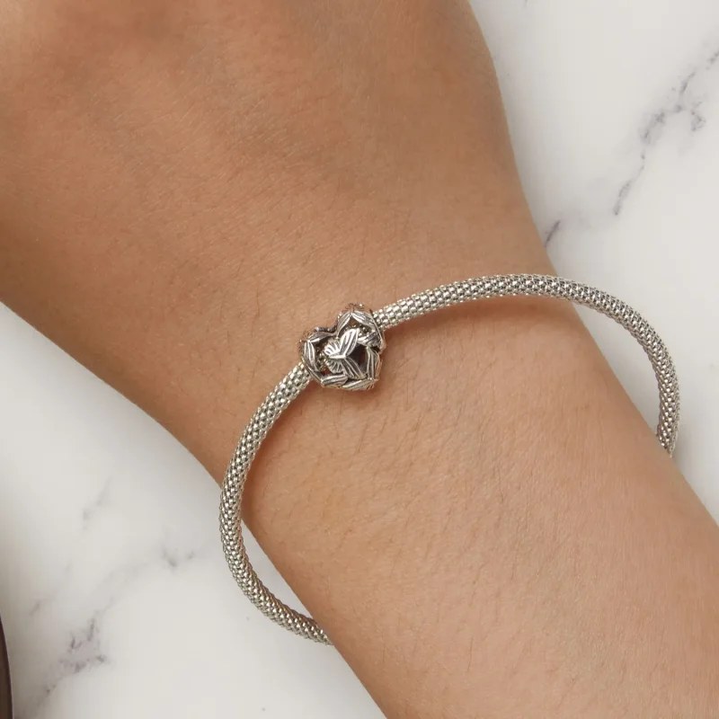 (image for) Pandora Style Heart Shaped Butterfly Charm - SCC2576 - View 7