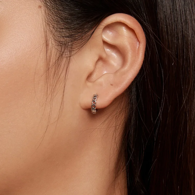 (image for) Pandora Style Heart-Shaped Hoop Earrings - BSE880 - View 5