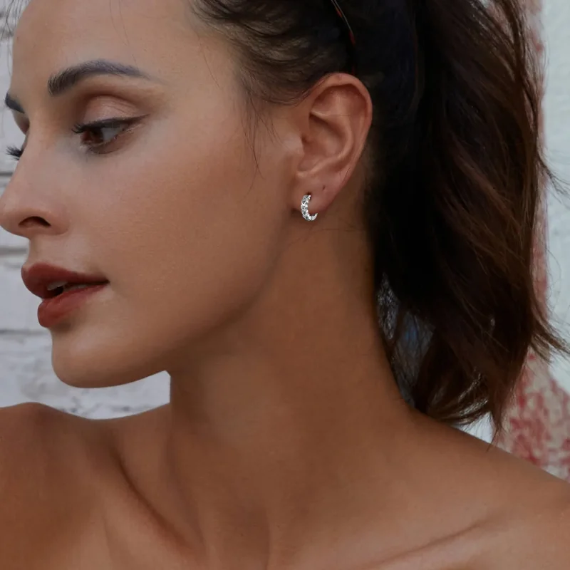 (image for) Pandora Style Heart-Shaped Hoop Earrings - BSE880 - View 8