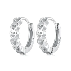 Pandora Style Heart-Shaped Hoop Earrings - BSE880 (image for) Pandora Style Heart-Shaped Hoop Earrings - BSE880