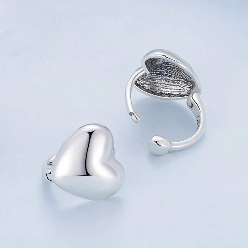 (image for) Pandora Style Heart-Shaped Hoop Earrings - BSE905 - View 4