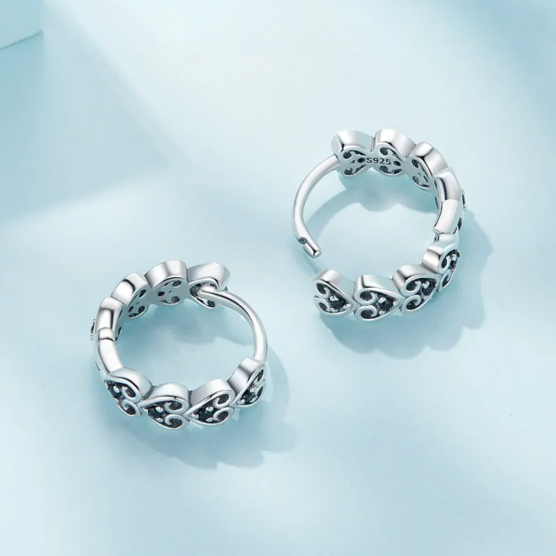 (image for) Pandora Style Heart-Shaped Hoop Earrings - SCE1613 - View 4