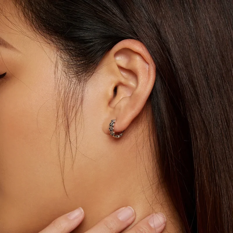 (image for) Pandora Style Heart-Shaped Hoop Earrings - SCE1613 - View 6