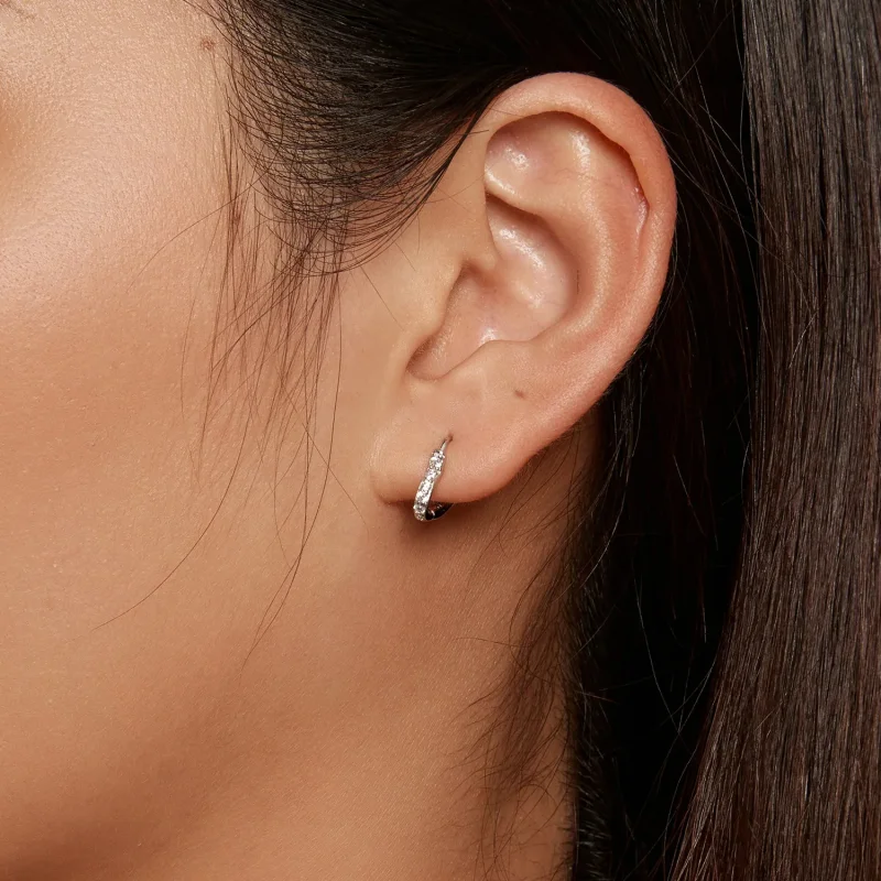 (image for) Pandora Style Heart-Shaped Hoop Earrings - SCE1626 - View 6