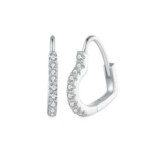 (image for) Pandora Style Heart-Shaped Moissanite Hoop Earrings(One Certificate) - MSE035