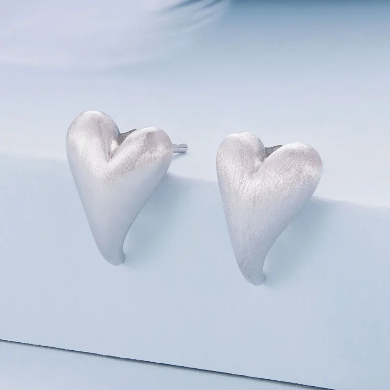 (image for) Pandora Style Heart-Shaped Studs Earrings - BSE916 - View 2