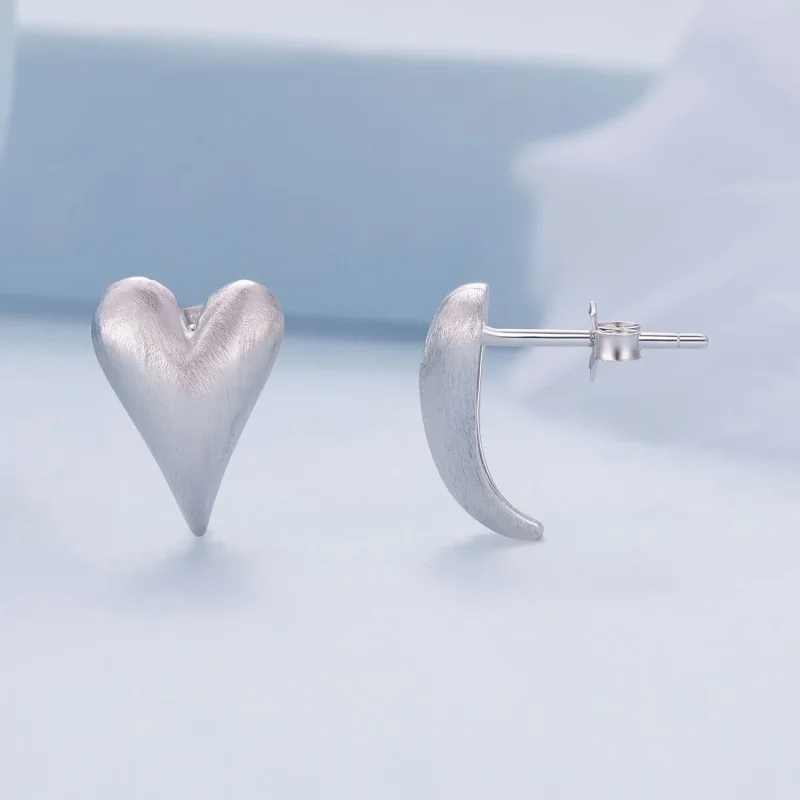 (image for) Pandora Style Heart-Shaped Studs Earrings - BSE916 - View 4