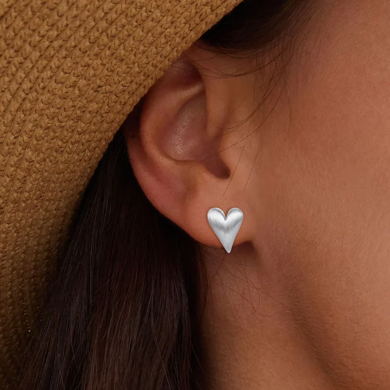 (image for) Pandora Style Heart-Shaped Studs Earrings - BSE916 - View 5